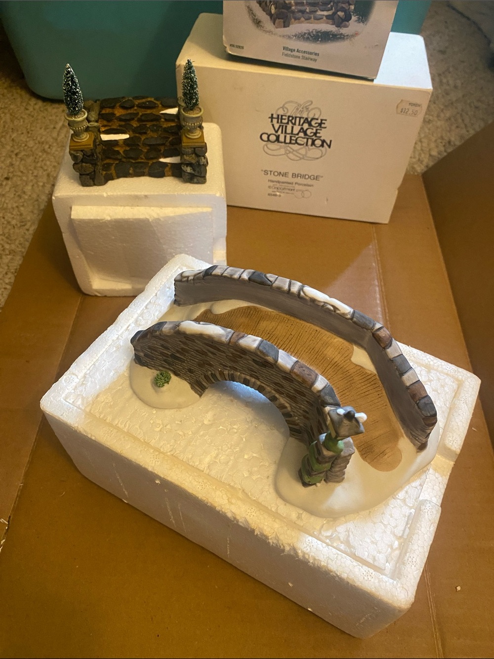 Dept 56 Heritage Village Stone Bridge & Fieldstone Stairway Accessory Lot of 2